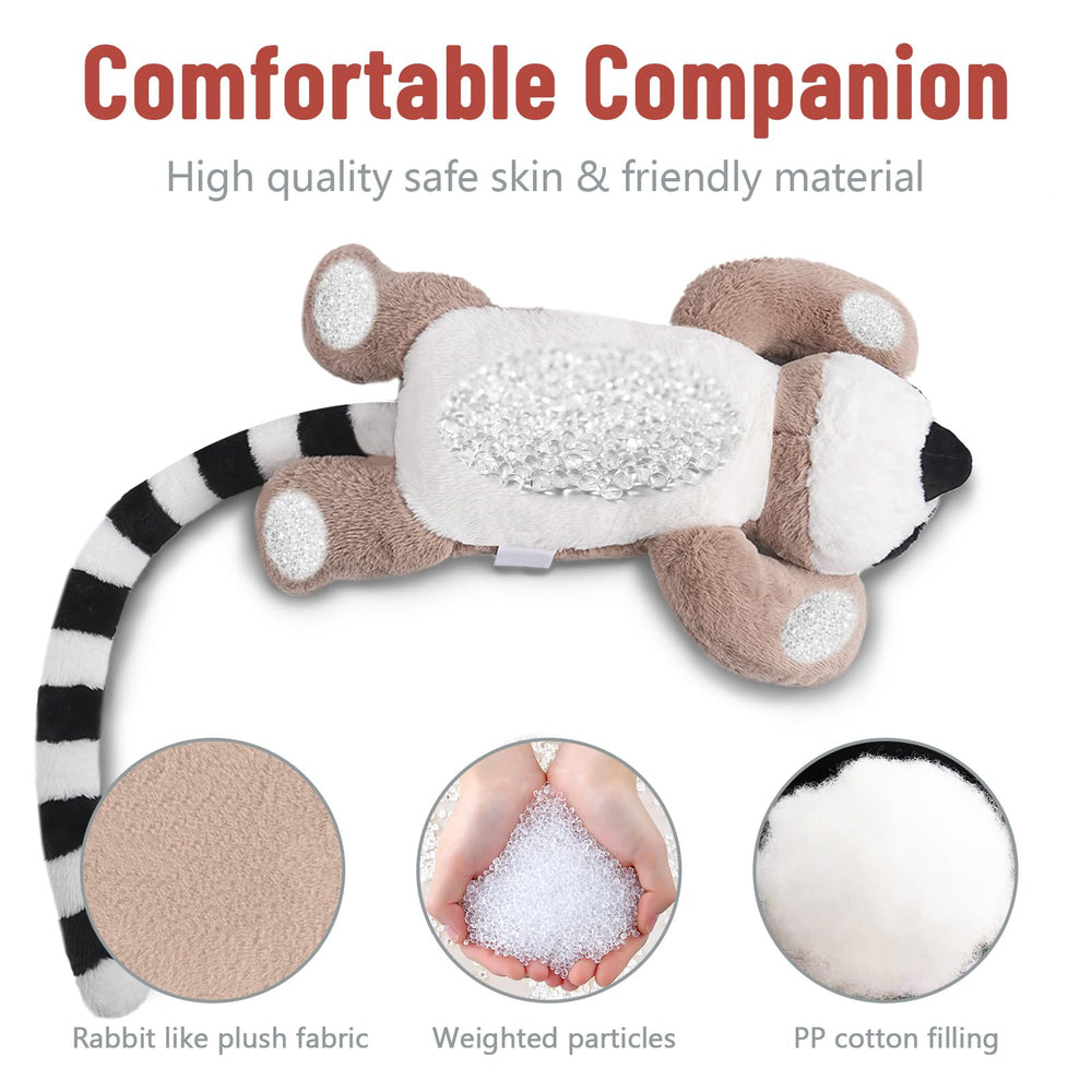 Niuniu Daddy weighted lemur plush soft fur closeup emphasizes tactile comfort.