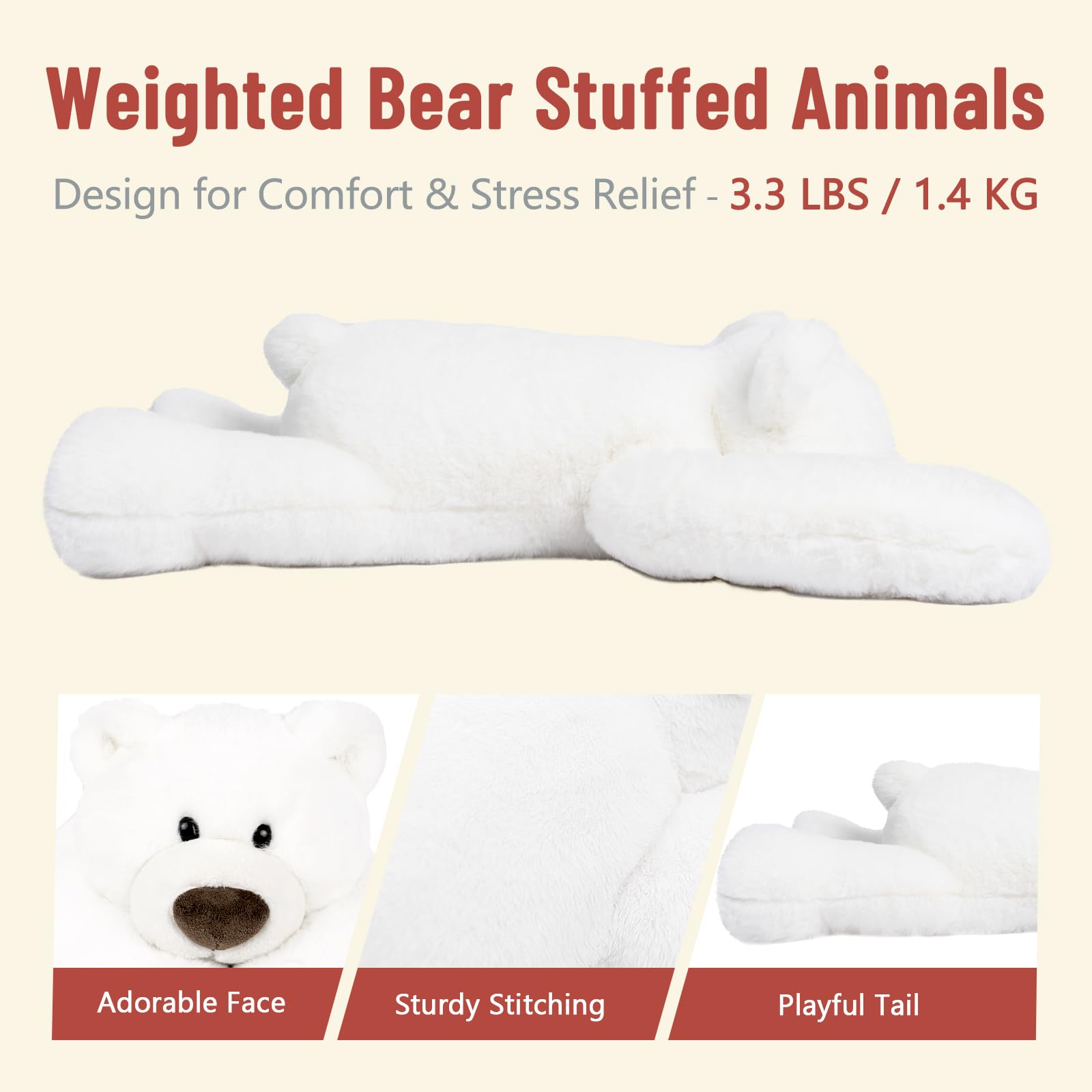 Niuniu Daddy polar bear weighted toy gift-ready packaging on display.