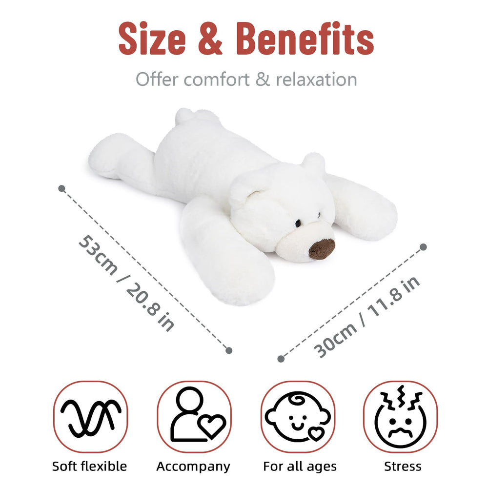 Niuniu Daddy polar bear weighted toy in home setting for cozy decor and calm sessions.