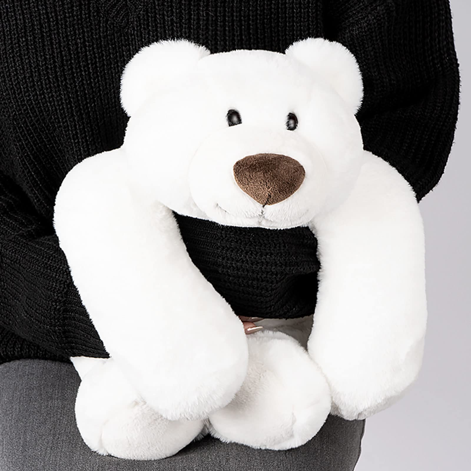 Niuniu Daddy polar bear weighted toy interior beads visible for even distribution and comforting hug.