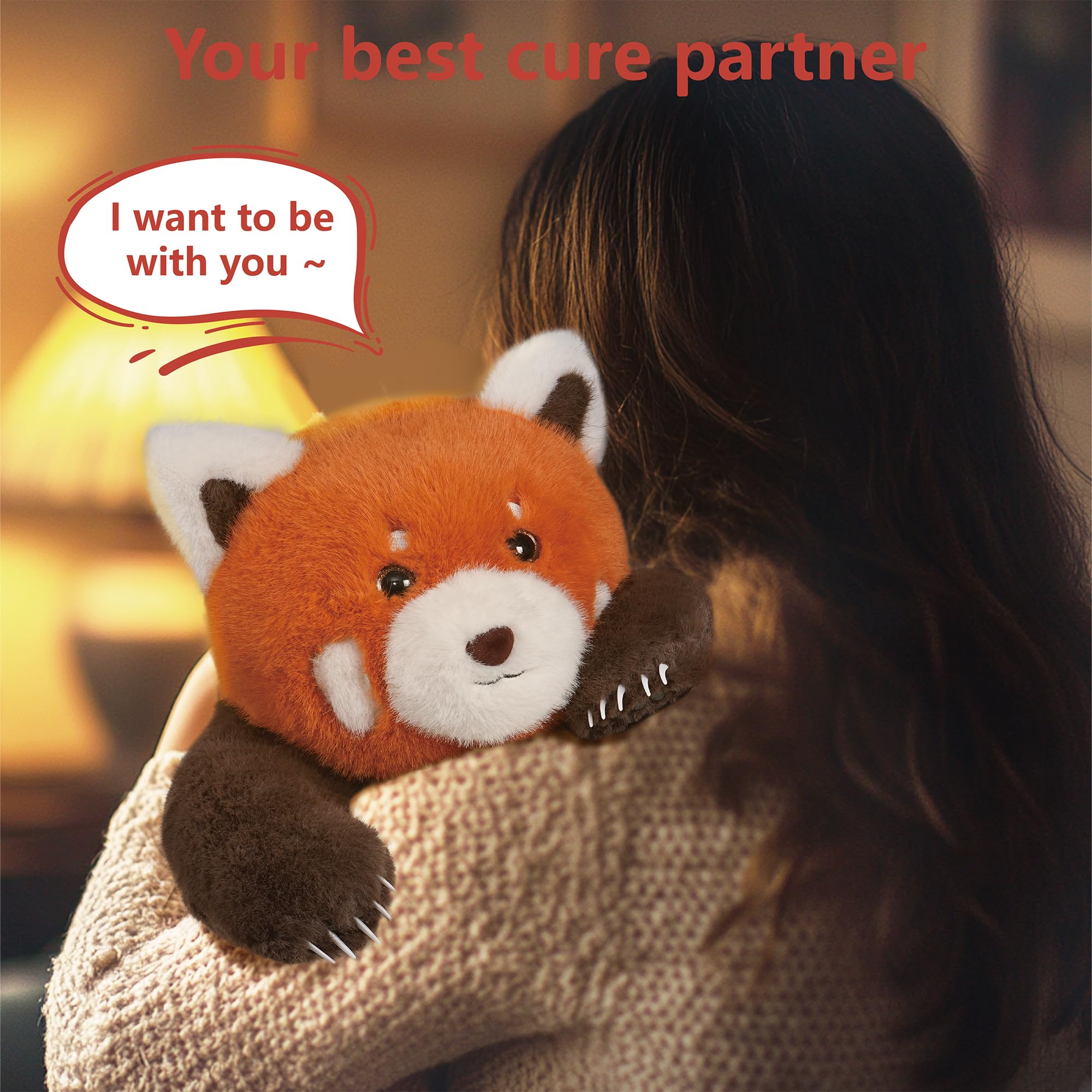 Niuniu Daddy Red Panda weighted animal cuddling hug showcases huggable comfort for all ages.
