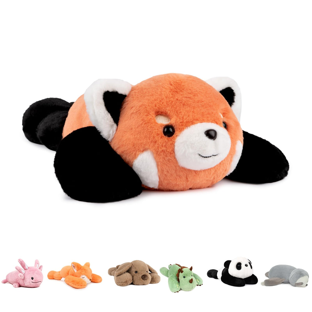Niuniu Daddy red panda weighted stuffed animal front view highlights comforting hug potential