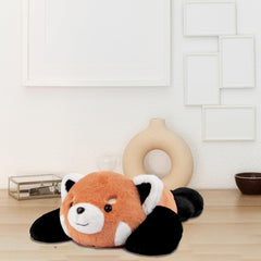 Niuniu Daddy red panda weighted stuffed animal in bed for cozy night-time snuggles