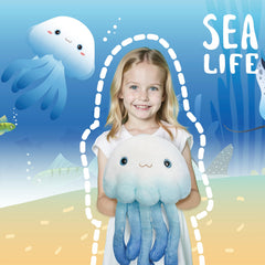 Niuniu Daddy weighted jellyfish plush back view highlights even weight distribution.