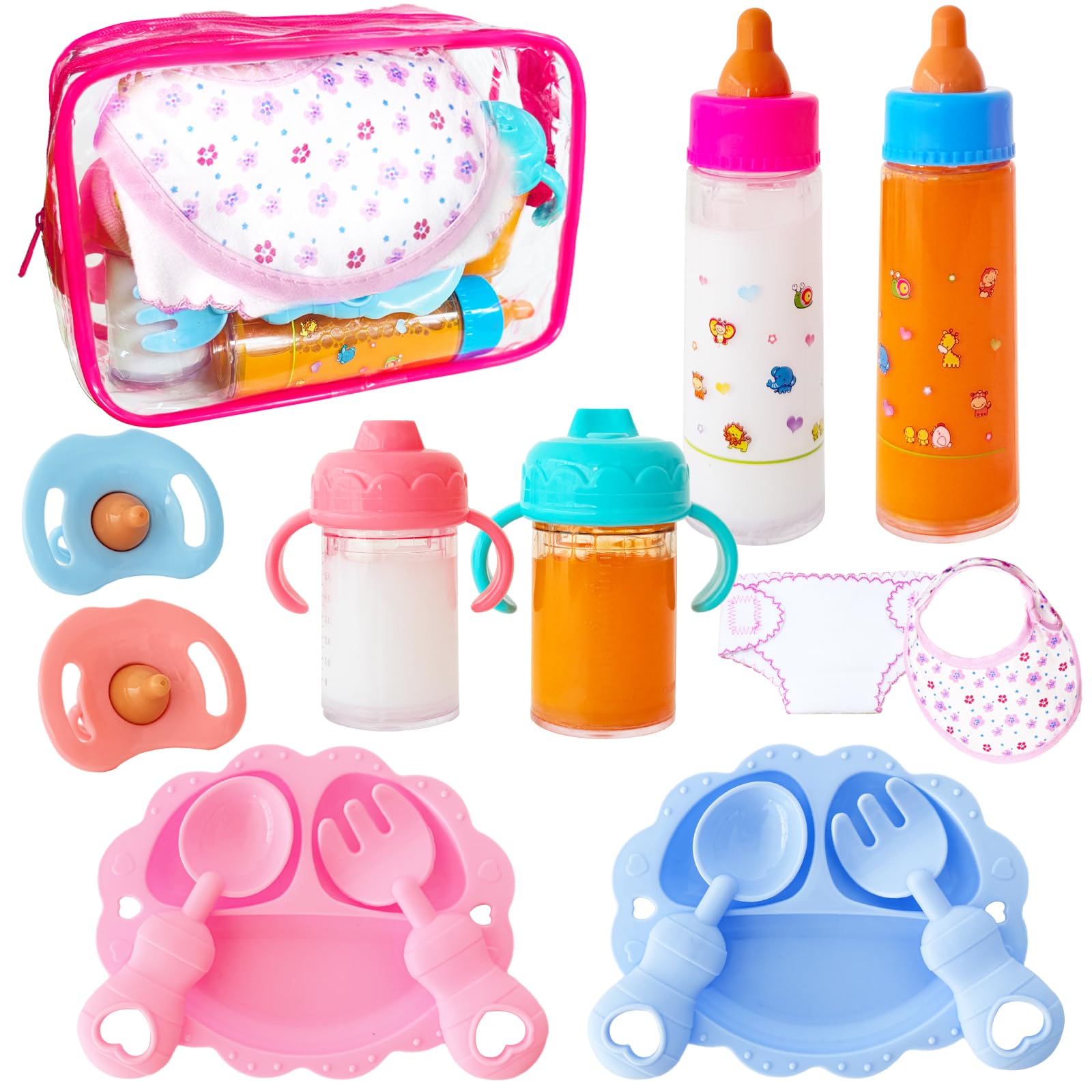 Niurewan 15-piece doll feeding set bottles for imaginative play