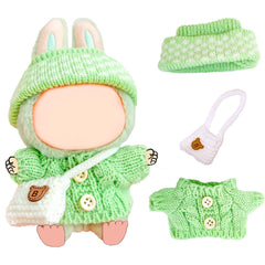 NiXiSHEEN 17cm doll clothes set green sweater-hat-backpack enhances display outfits.
