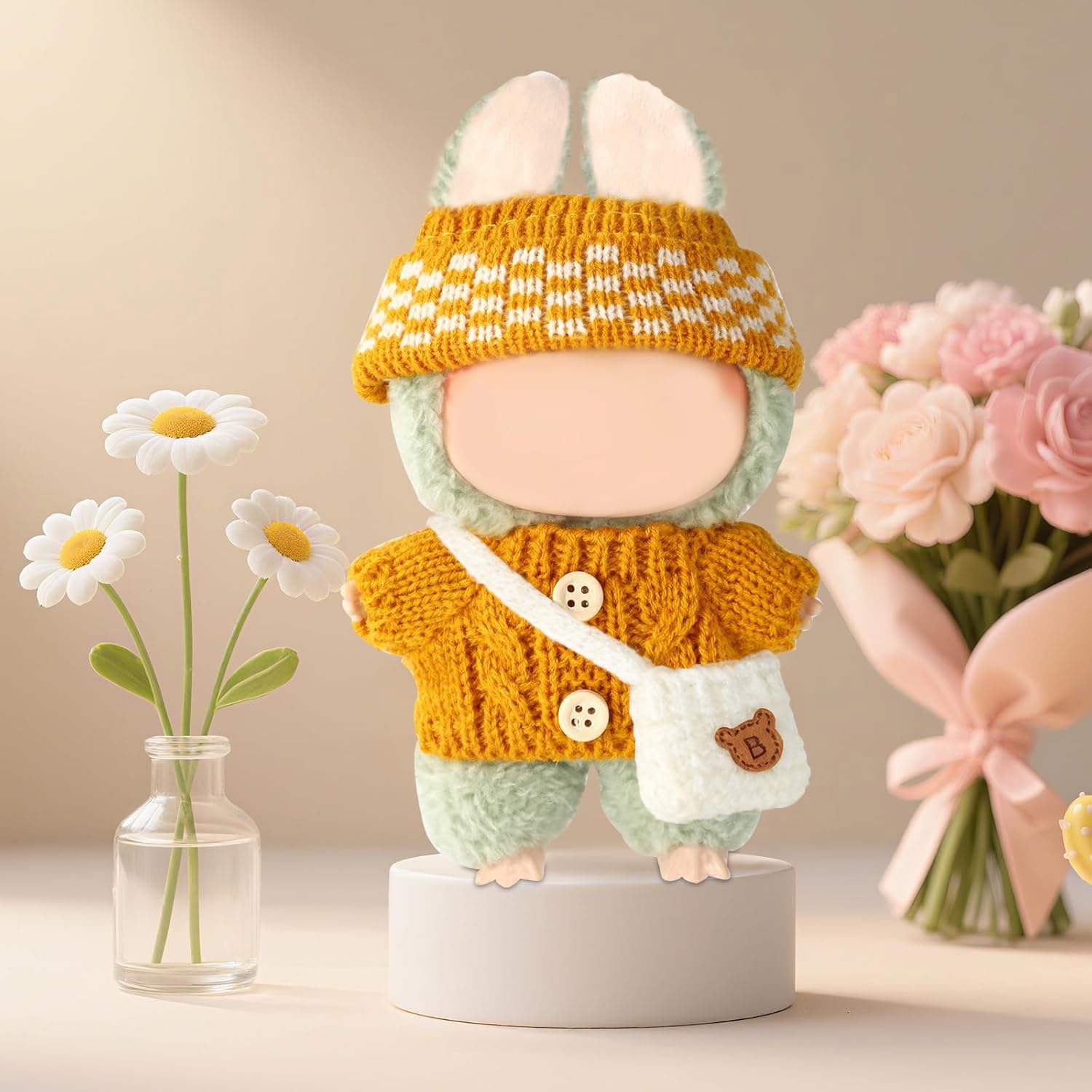 NiXiSHEEN crochet bagpack complements the outfit for versatile display.