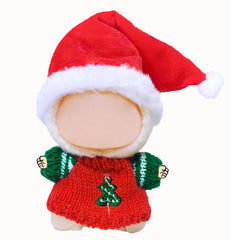 NiXiSHEEN Christmas doll clothes set for 15–17 cm dolls with red sweater and Santa hat for festive display.