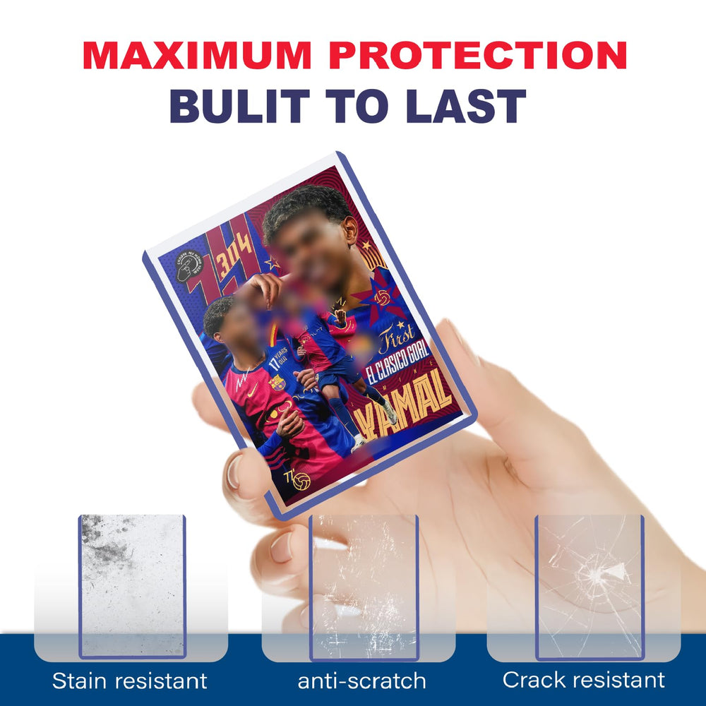 Multi-card protection in action for baseball, football, and trading cards.