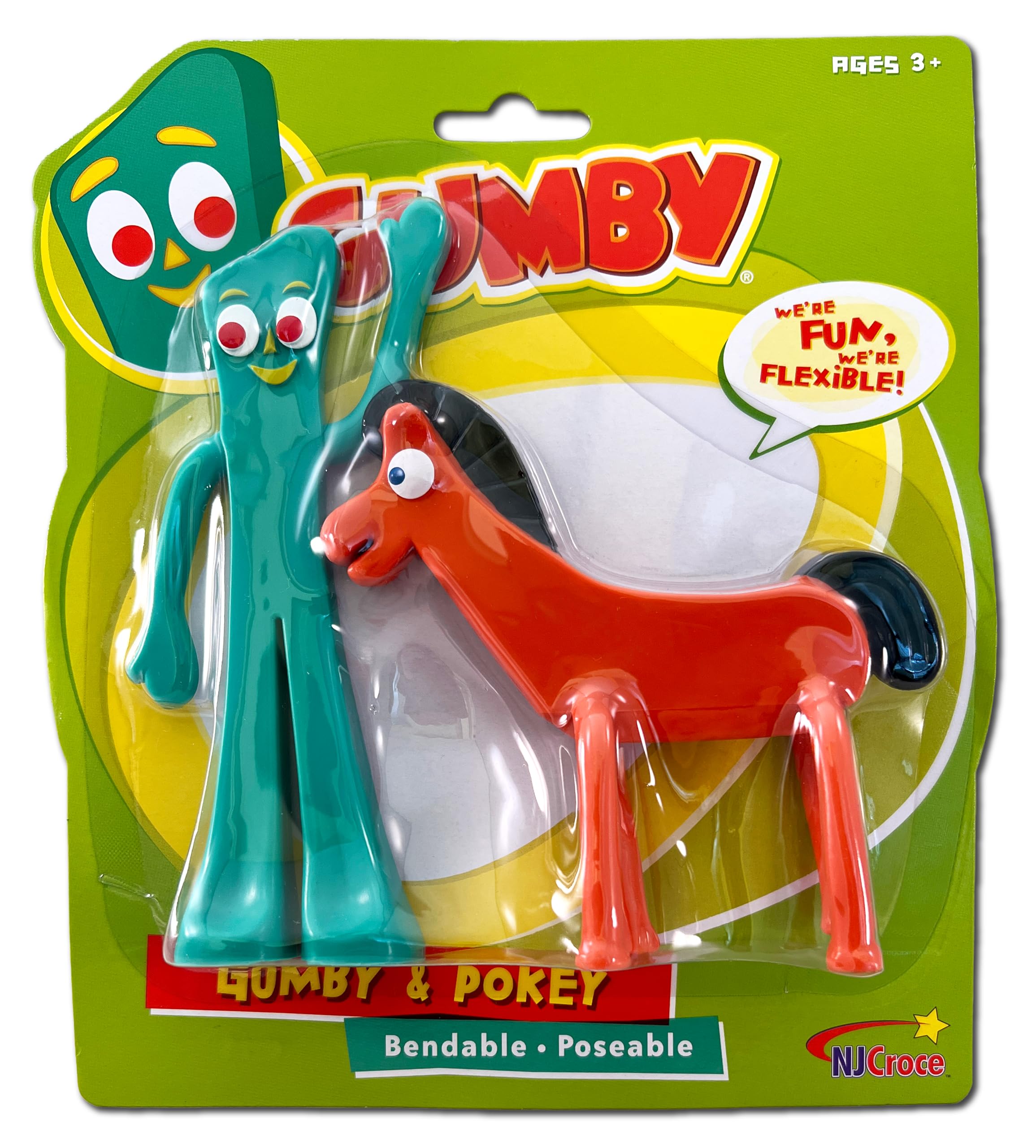 NJ Croce Gumby and Pokey poseable figures with flexible joints for storytelling