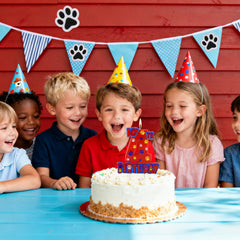 NKM dog paw birthday party supply kit enhances styling and photo moments