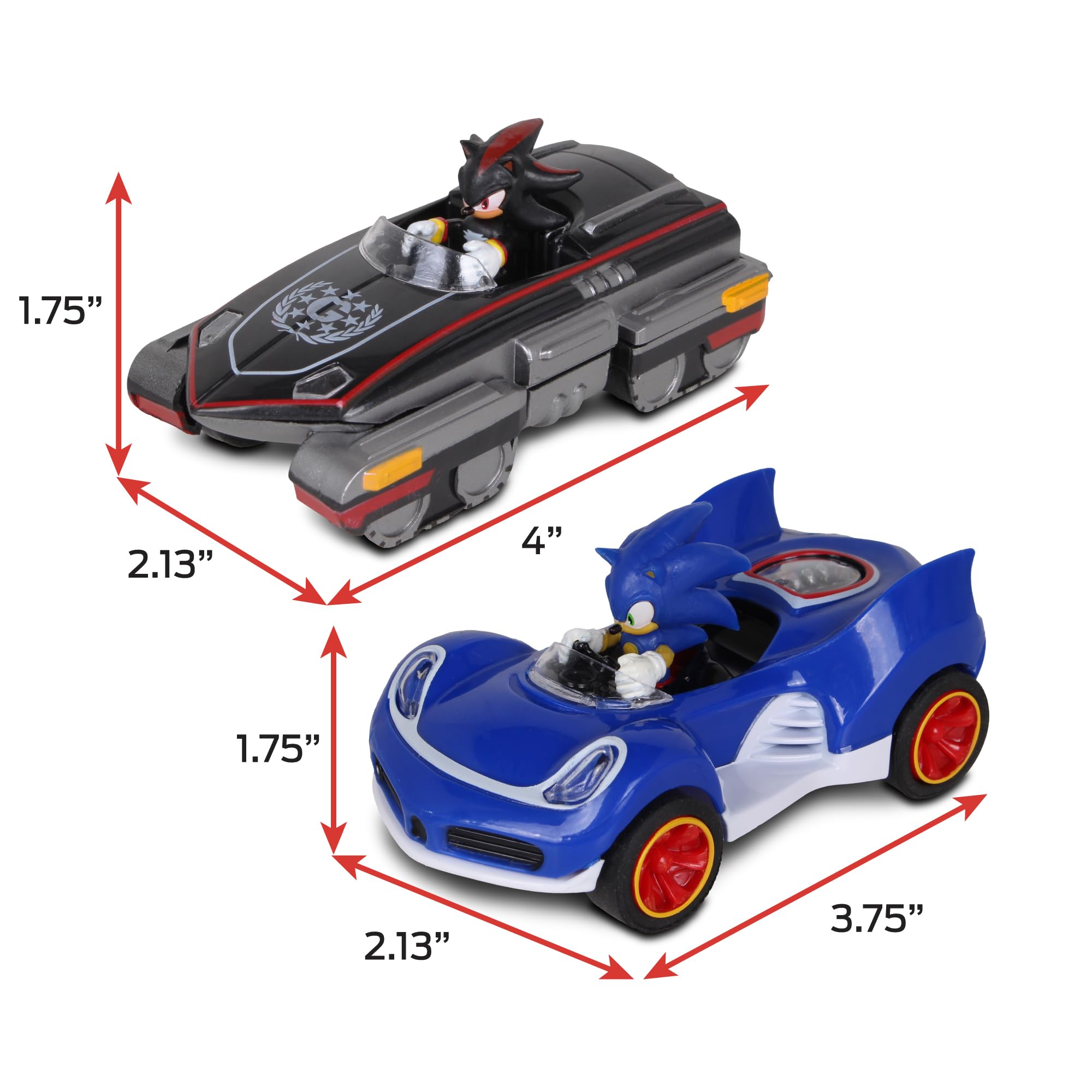 NKOK All-Stars duo: Sonic and Shadow, collectible racers for display.