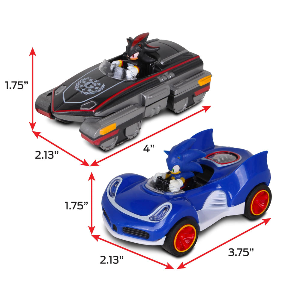 NKOK All-Stars duo: Sonic and Shadow, collectible racers for display.