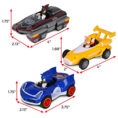 NKOK Sonic-Shadow-Tails 3-pack offering retro gaming design for ready-to-race fun.