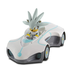 NKOK Team Sonic pullback racer Silver Lightron figure; durable display piece with speedy pullback action.