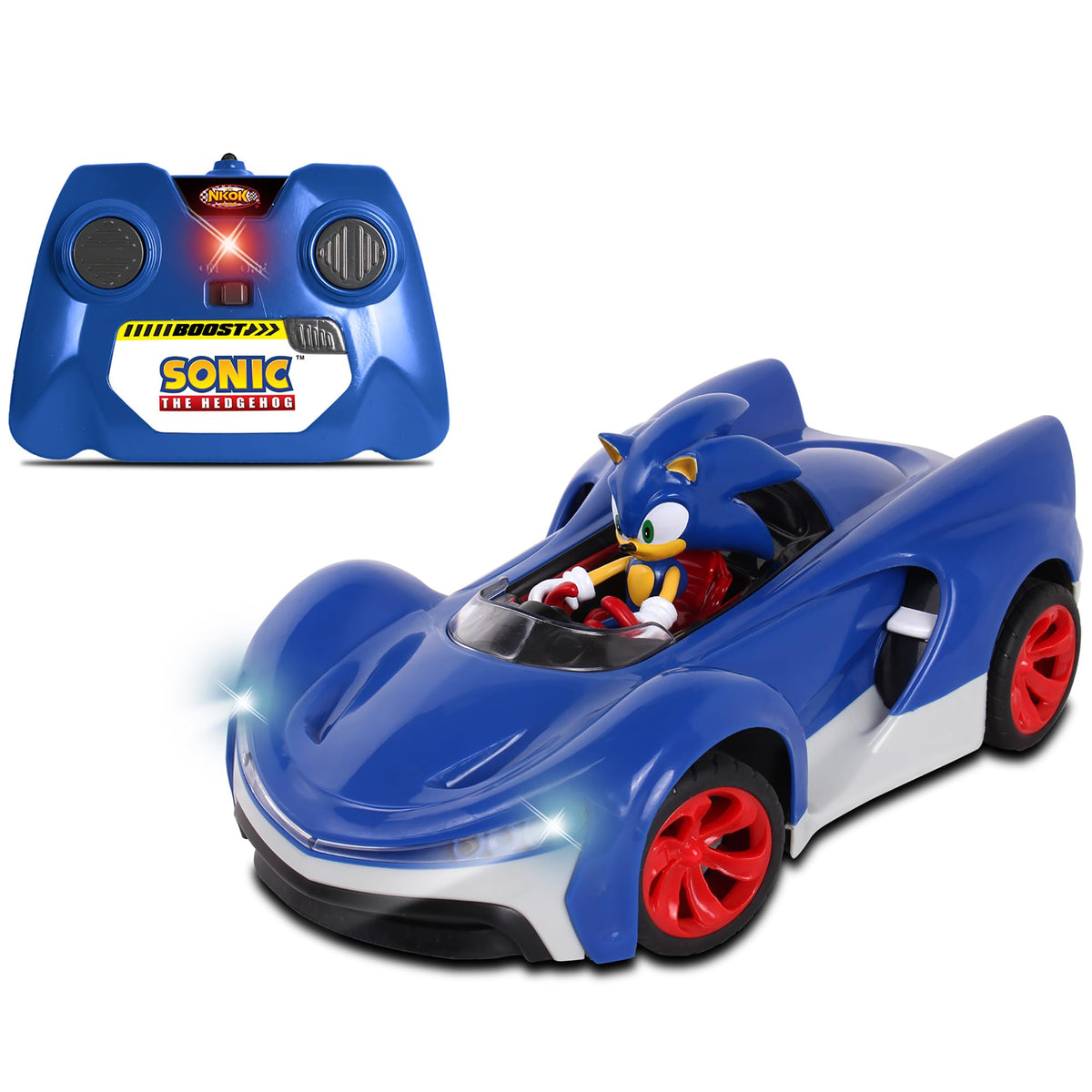 NKOK Team Sonic Racing car front view showing detailed Sonic character for immersive play