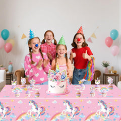 NKPDAXM vibrant rainbow and star motif enhances unicorn party décor.