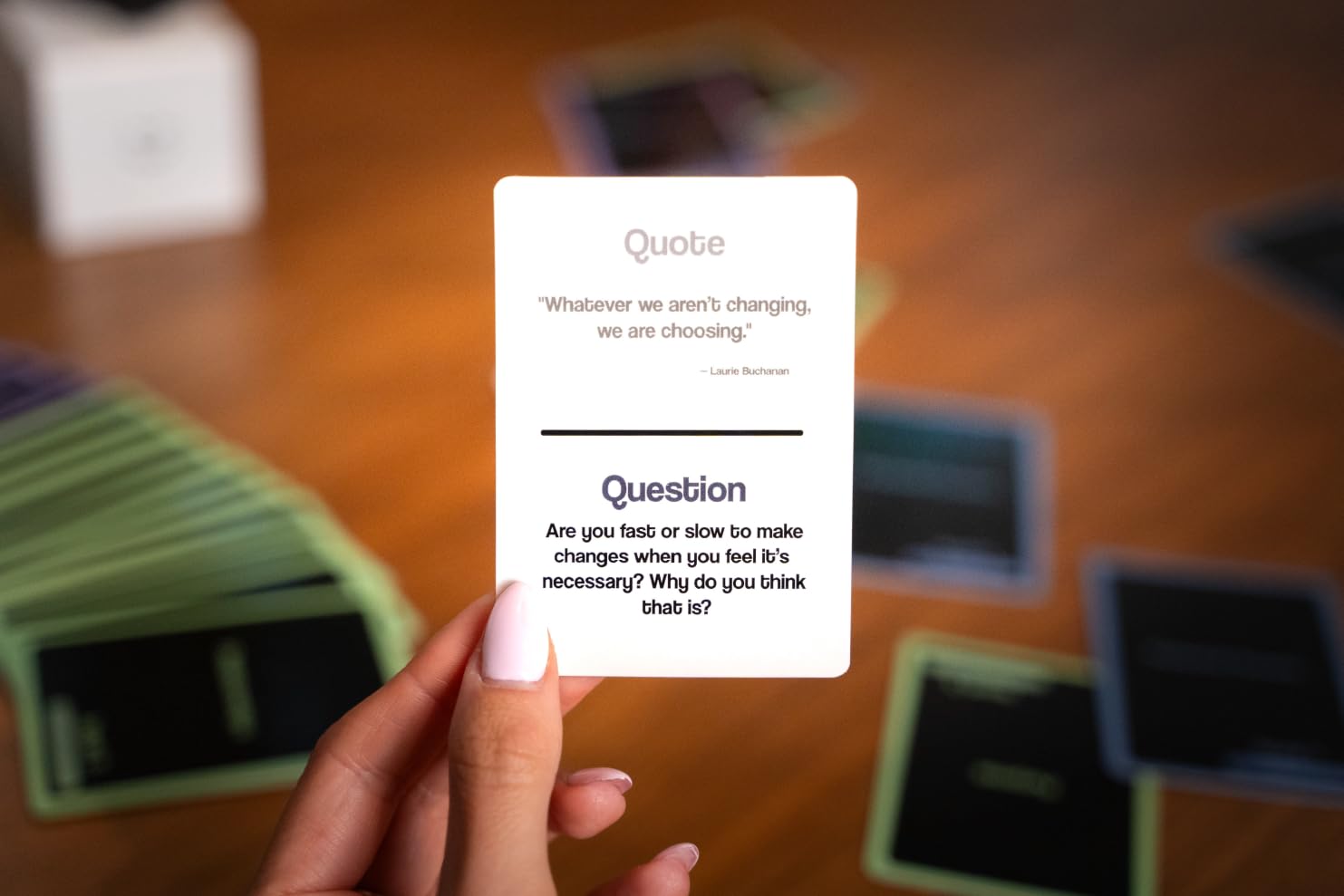 NO MORE SMALL TALK prompts closeup illustrating depth-ready questions for conversations