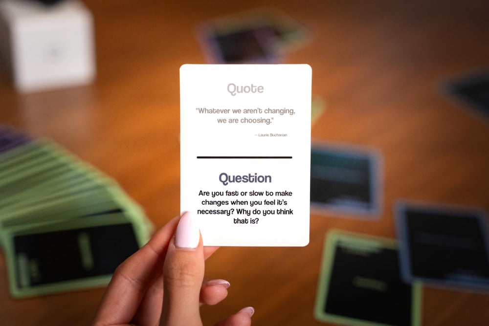 NO MORE SMALL TALK prompts closeup illustrating depth-ready questions for conversations