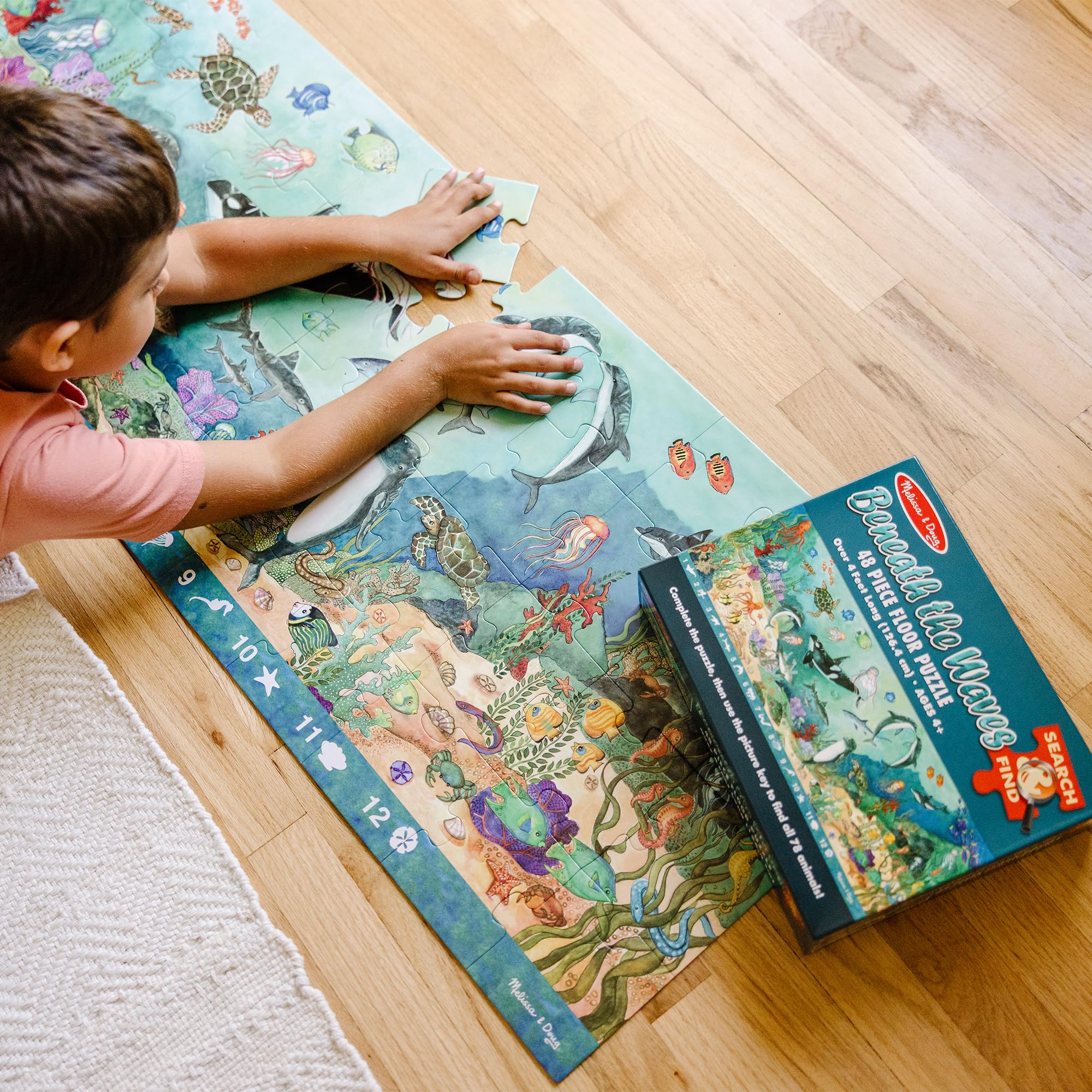No-reading required visual search activity on puzzle surface