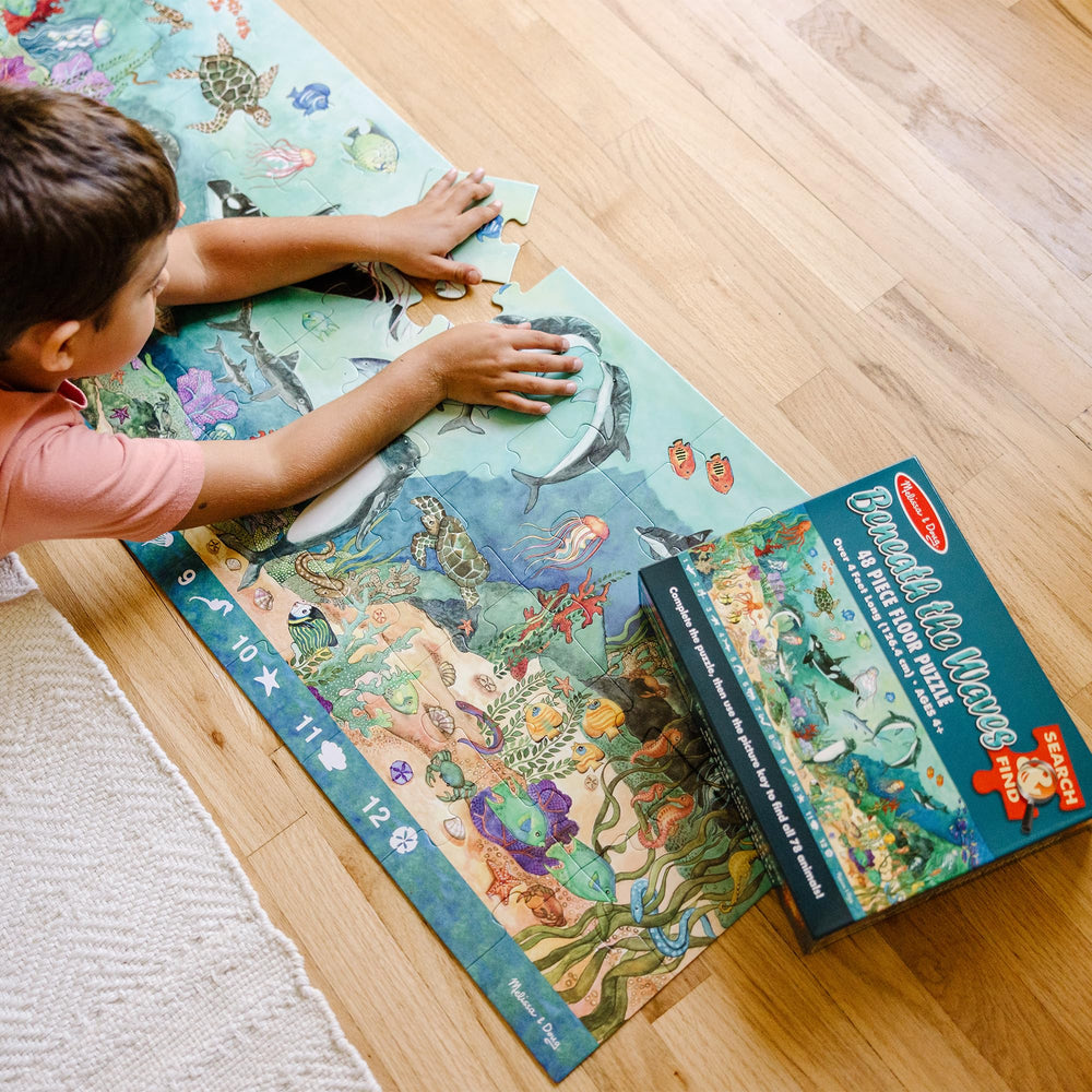 No-reading required visual search activity on puzzle surface