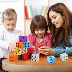 Noamus red foam dice add vibrant, quiet play for group activities.