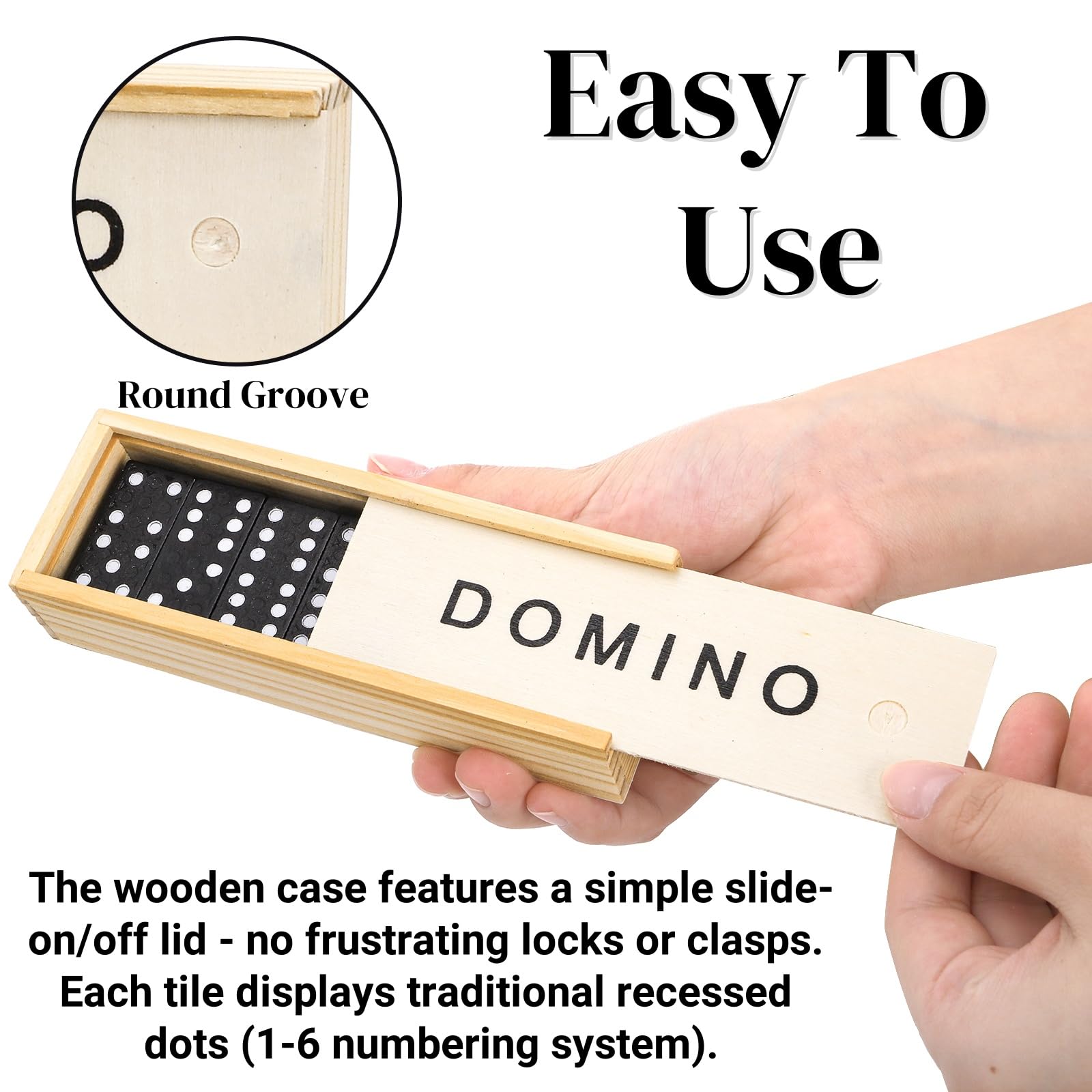 Noamus 28-tile domino packs fit in a compact travel box.