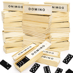 Noamus mini dominoes with wooden case, portable travel game.