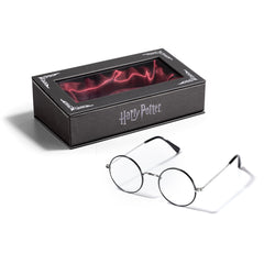 The Noble Collection Harry Potter's Glasses inside a leatherette keepsake box for safekeeping.