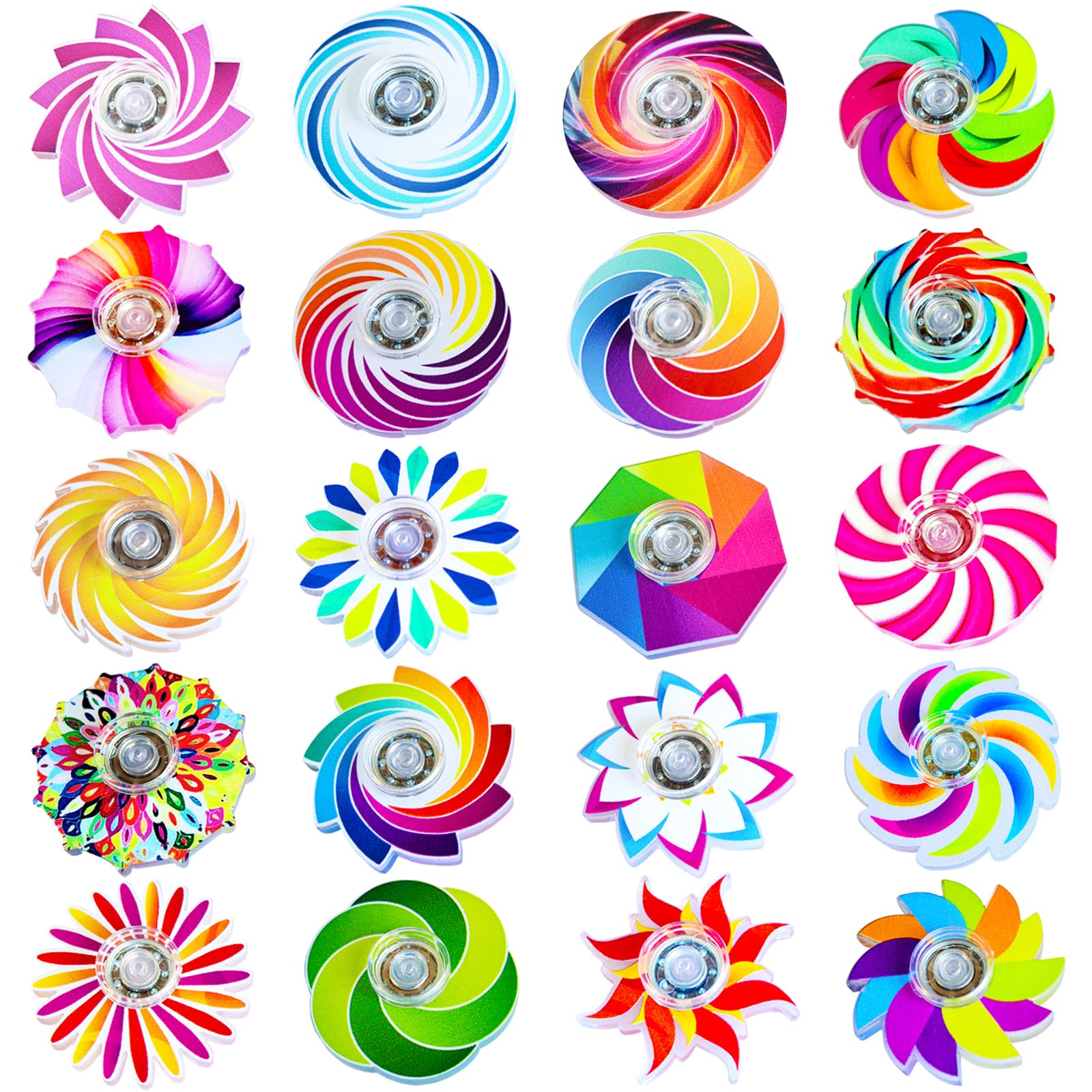 NobleBoy 48-pack fidget spinners bulk with bright patterns for classroom prizes