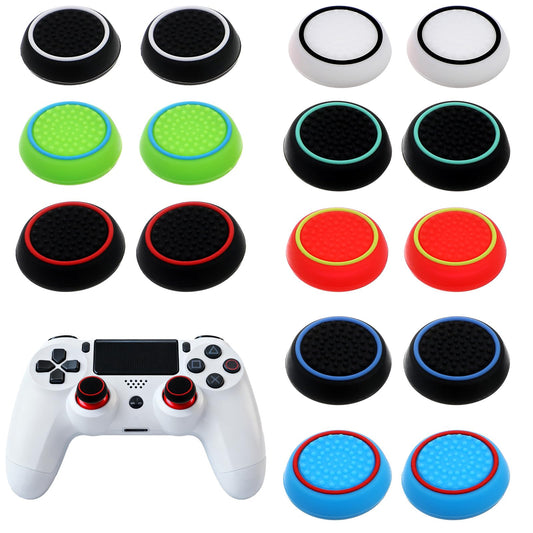 Nogeqi thumb grips for PS4/PS5 controllers in multicolor for precise control.