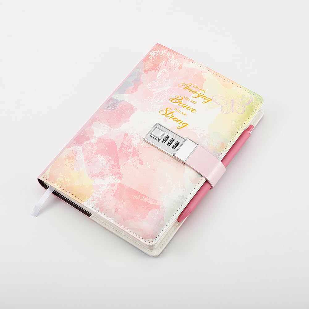 Nollh Diary with Lock pen and stickers included for creative notes.