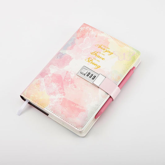 Nollh Diary with Lock pen and stickers included for creative notes.