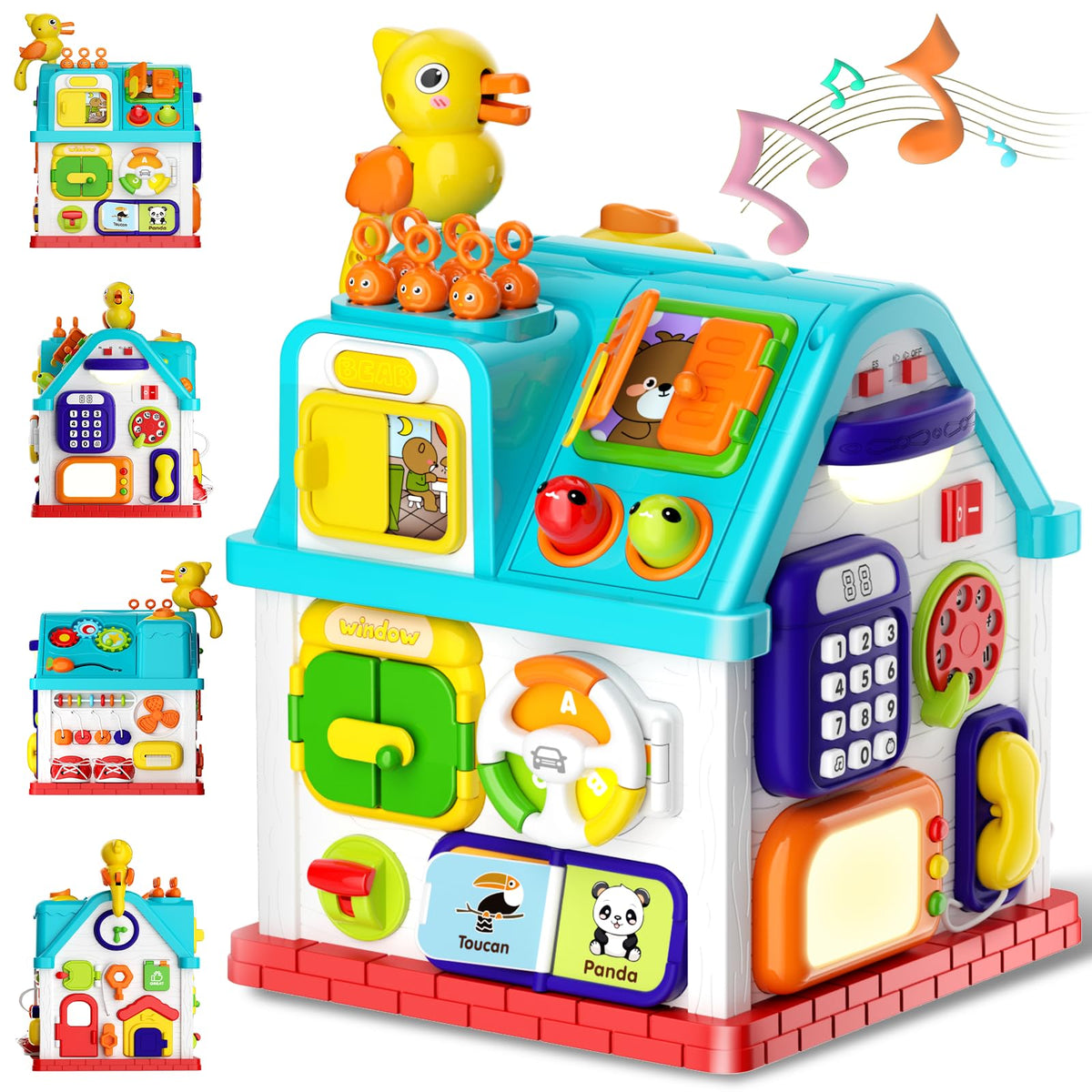 Noltola Toddler Musical Learning House—activity side for exploration and skill-building