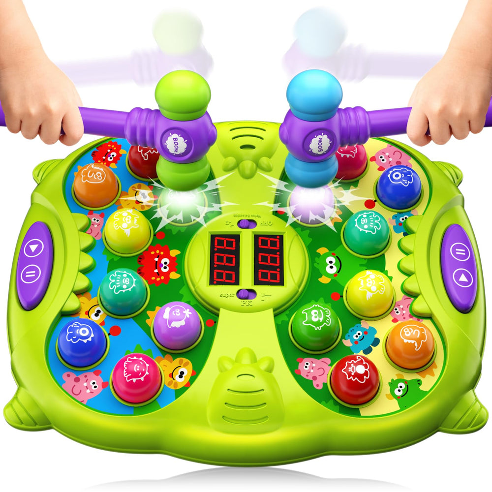 Noltola Whack Mole Game soft-tip hammers for safe, comfortable whacks.