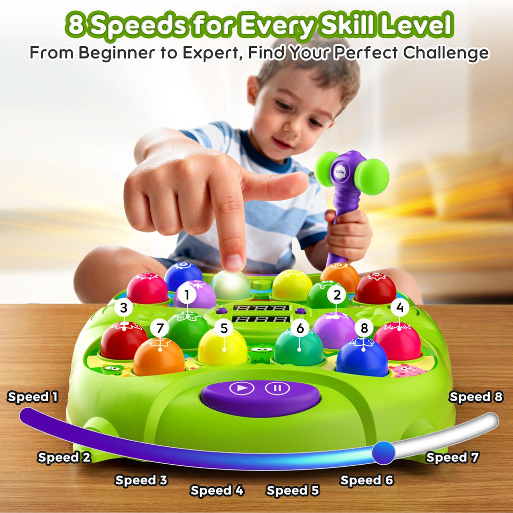 Noltola Whack Mole Game four suction cups keep the base steady.
