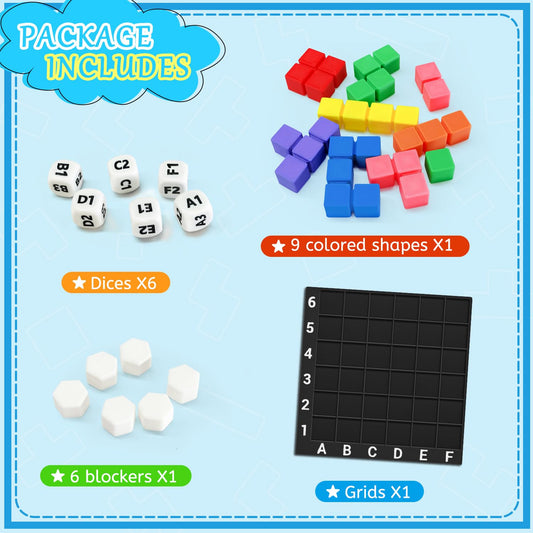 NONSOMPLE Brain Square dice and blockers, tactile components for strategic placement.