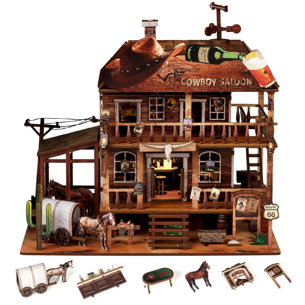 NookMaster Cowboy Saloon dollhouse kit for hobbyists and builders.