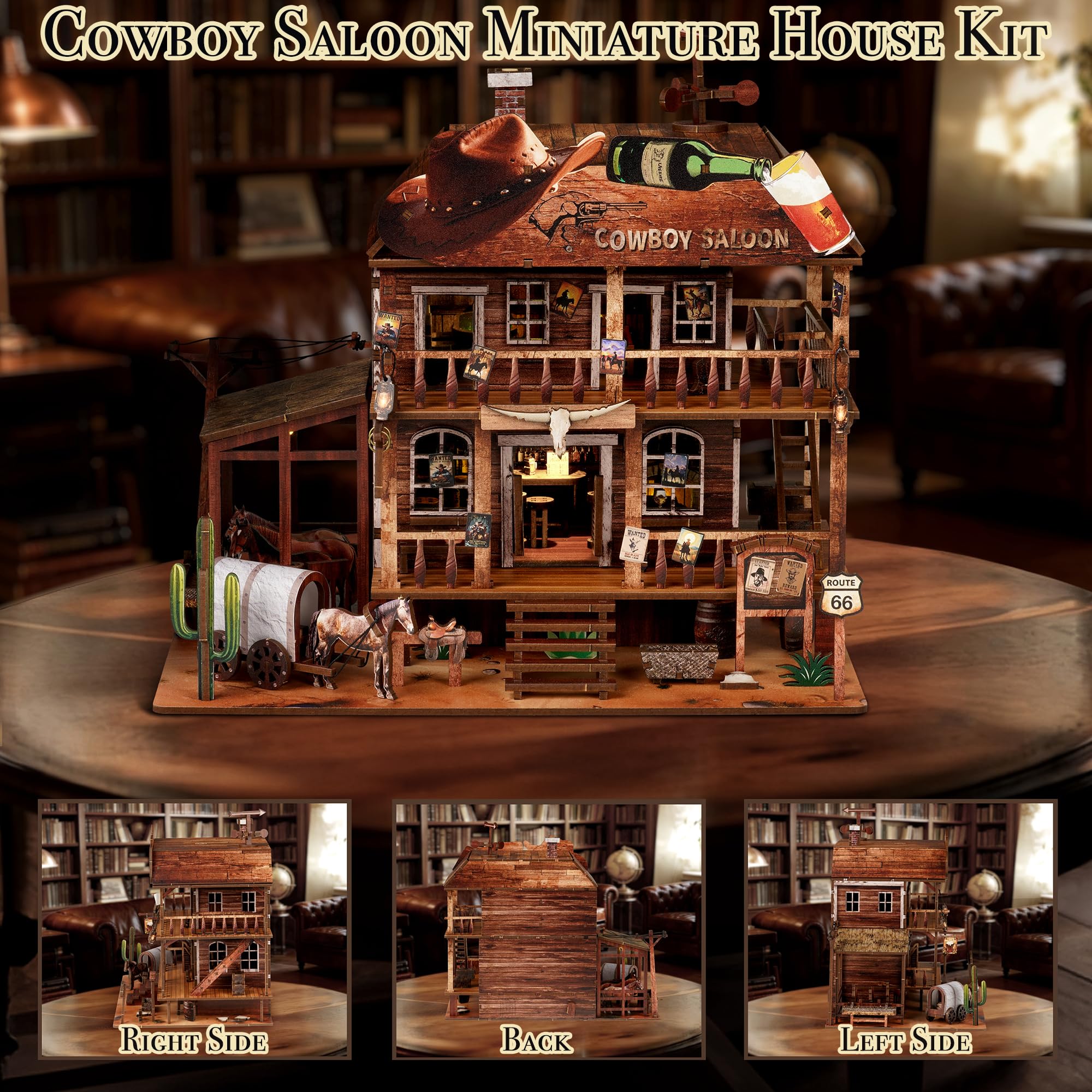 NookMaster Cowboy Saloon wooden pieces close-up for assembly.