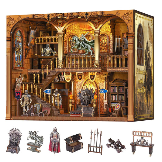 NookMaster Knight of Glory miniature kit with LED light for desktop display.