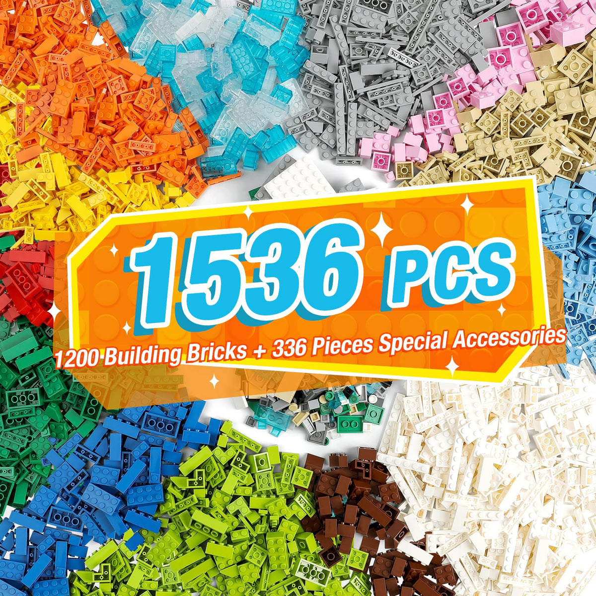 Noorastars 1500 pieces building bricks main set for creative play and learning.