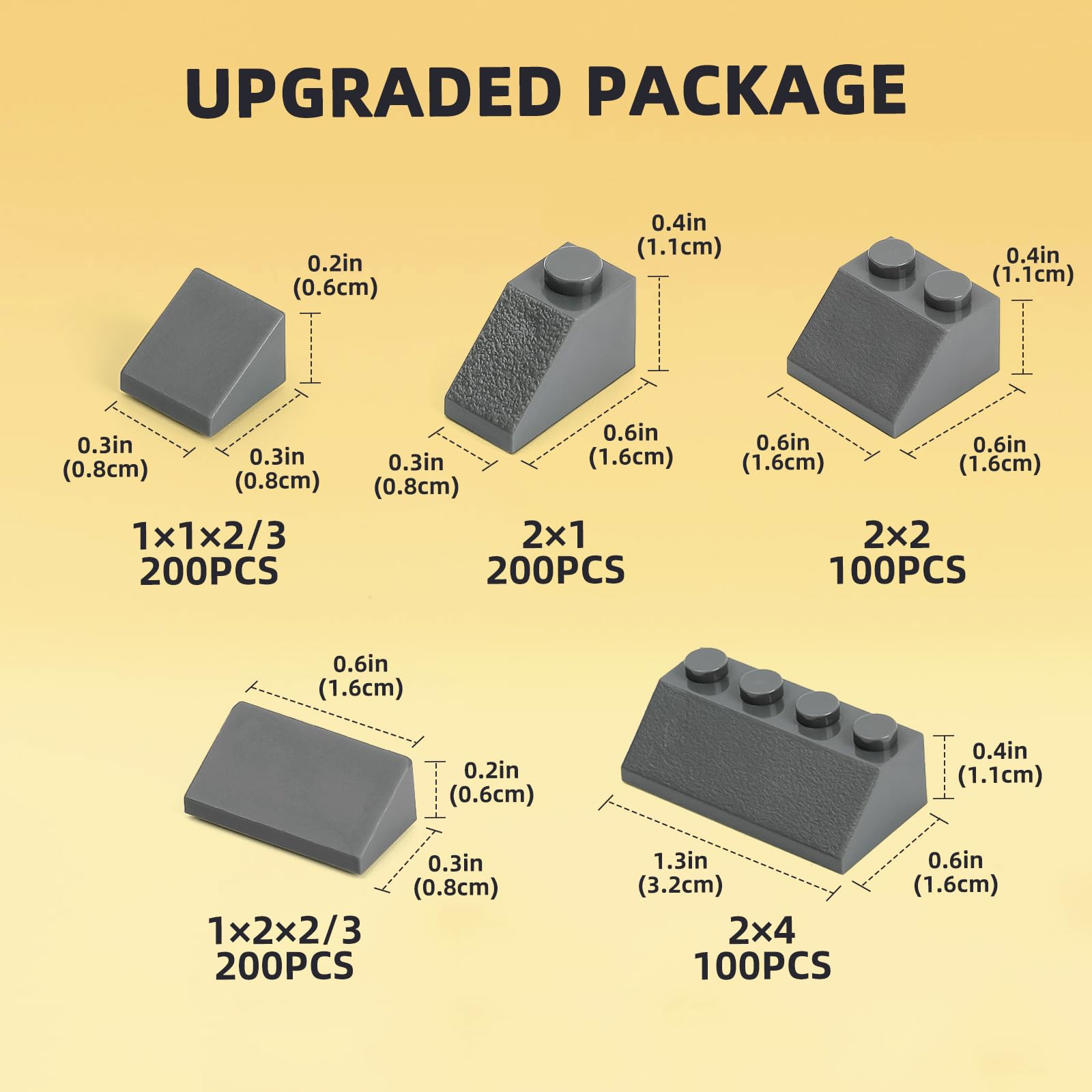 Noorastars slope blocks 30 1x1x2-3 enhance compact builds and smooth slopes.