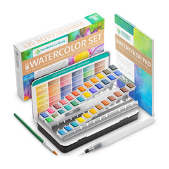 Norberg & Linden LG Watercolor Palette with 36 vibrant half-pan colors for rich blends