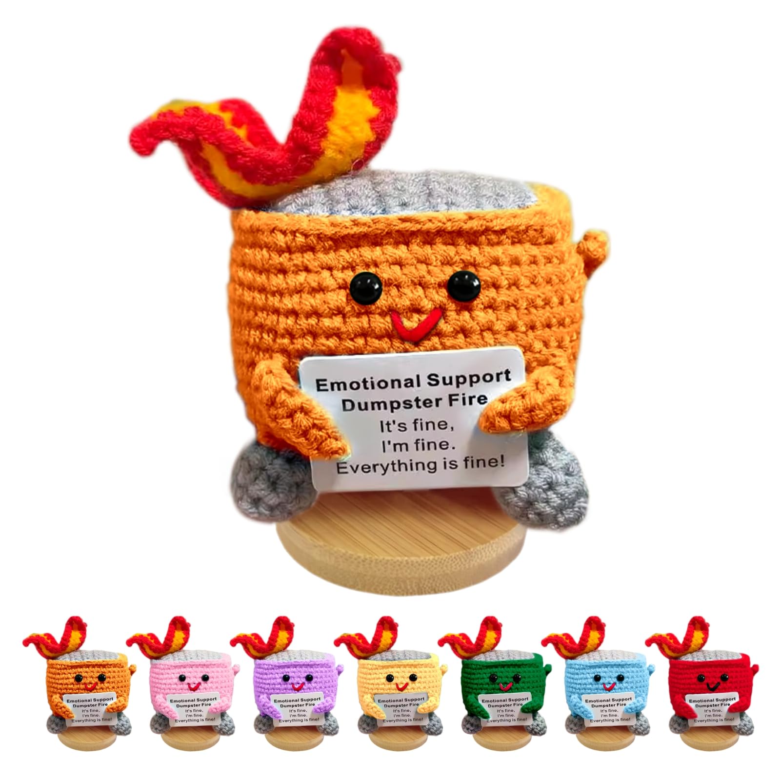 Nordkawa emotional support dumpster fire front view in orange for cozy desk decor