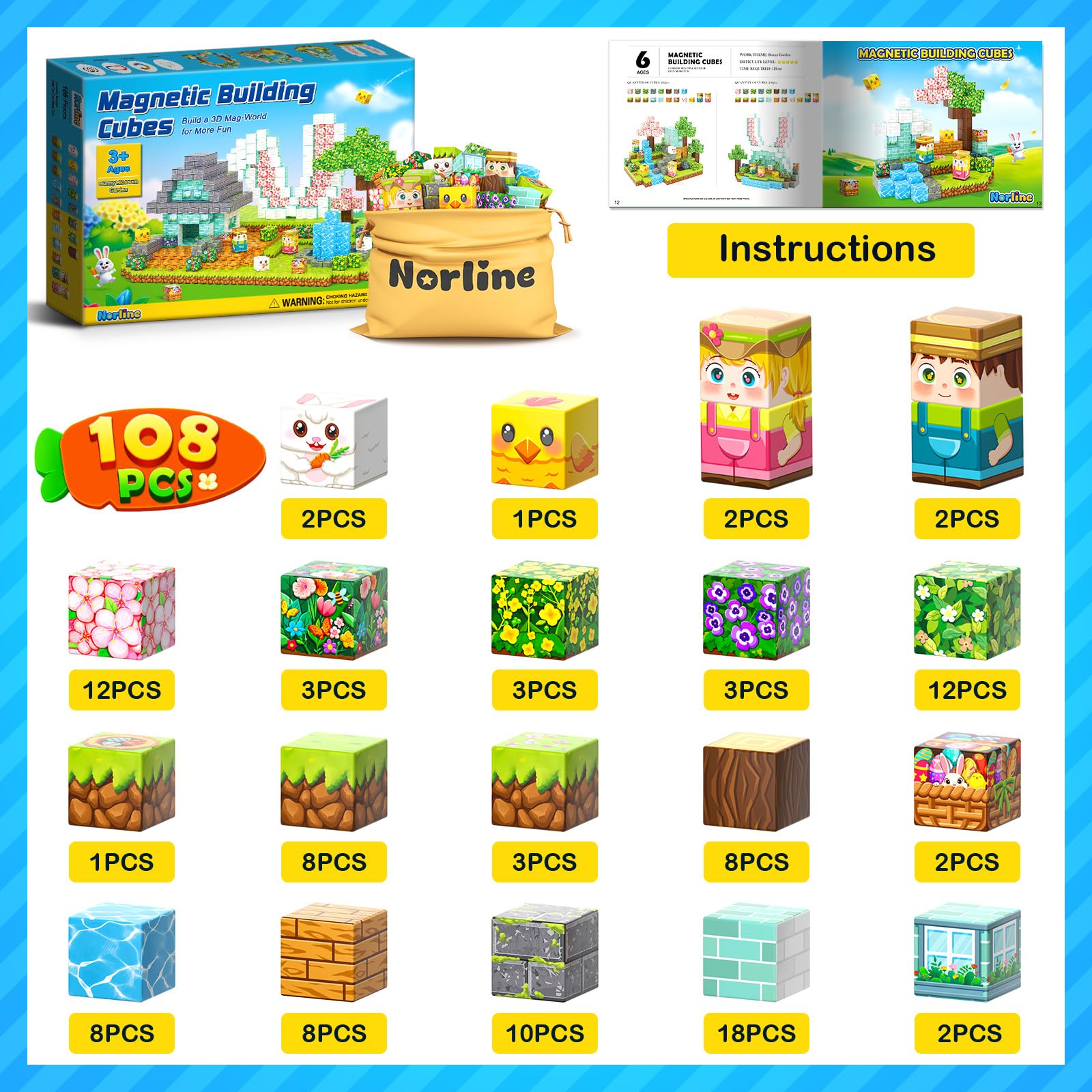 Norline compatible with mainstream blocks for expanded magnetic play.