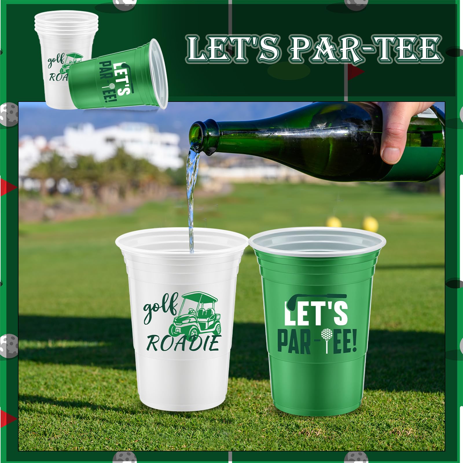 Norme golf-themed cups suit track-side or patio use for game day refreshment