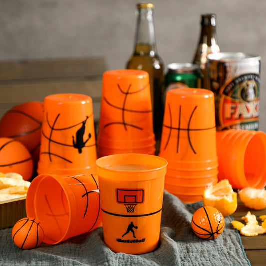 Norme basketball cups stacked for easy storage and reuse