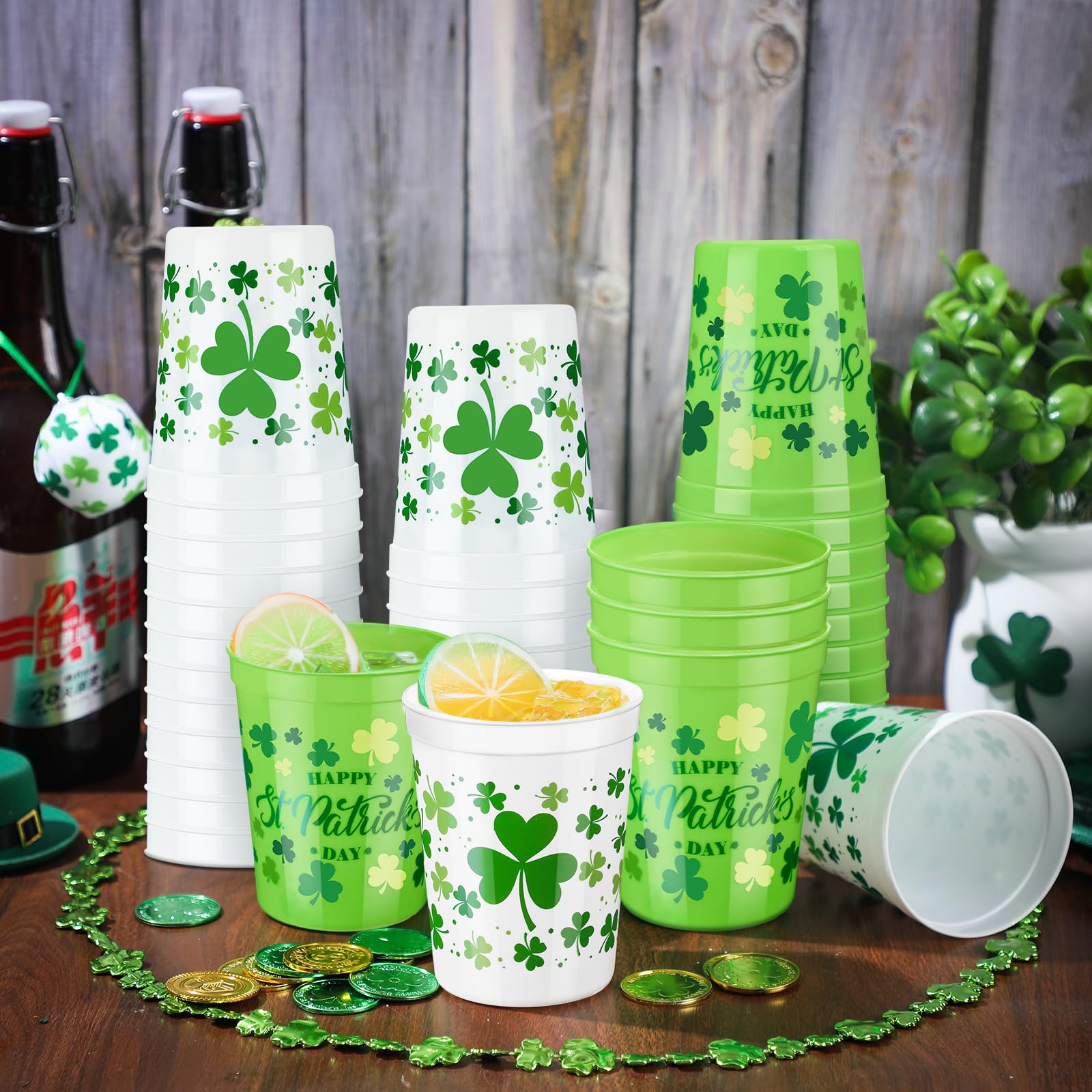 Norme shamrock design reusable cups 16oz suitable for parties and easy cleanup