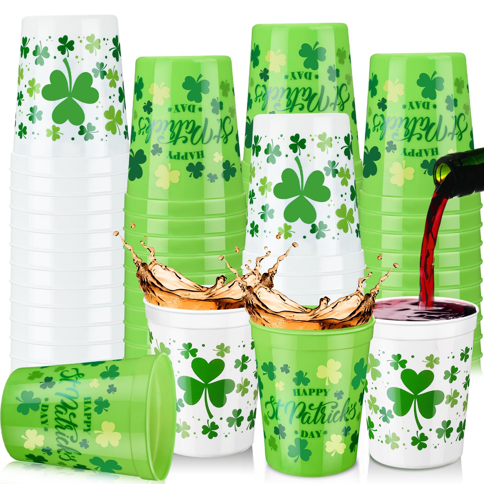 Norme St Patrick's Day cups style A with shamrock design for festive, reusable serving
