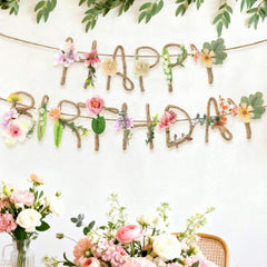 Norme wildflower happy birthday banner 2m—vibrant backdrop for festive celebrations.
